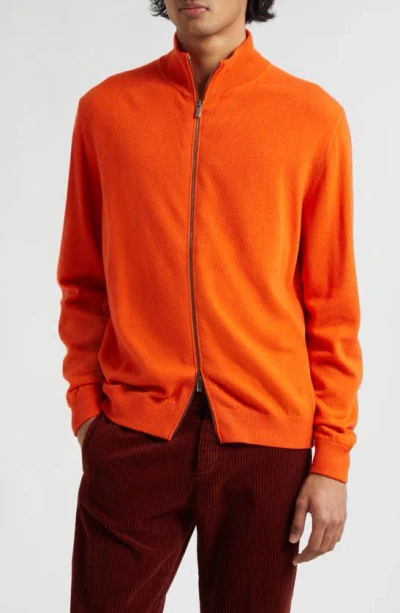 Massimo Alba Noel Cashmere Zip Cardigan In Fluorescent Orange