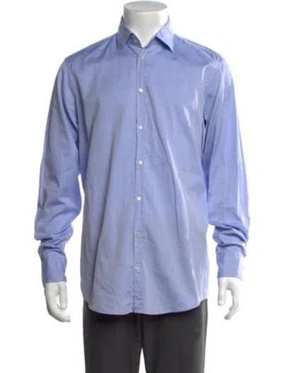 Pre-owned Massimo Alba Patterned Long Sleeve Dress Shirt In Blue