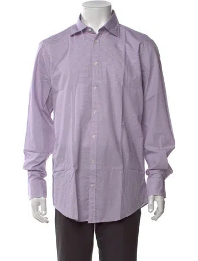 Pre-owned Massimo Alba Patterned Long Sleeve Dress Shirt W/ Tags In Purple