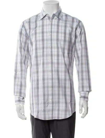 Pre-owned Massimo Alba Plaid Print Long Sleeve Dress Shirt In Grey