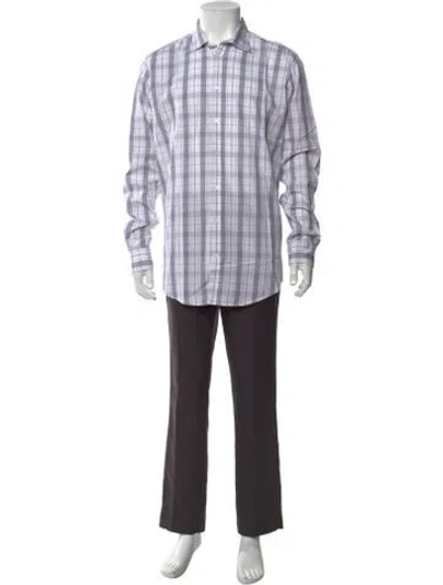 Pre-owned Massimo Alba Plaid Print Long Sleeve Dress Shirt W/ Tags In White