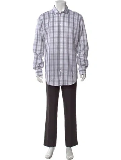Pre-owned Massimo Alba Plaid Print Long Sleeve Dress Shirt W/ Tags In White