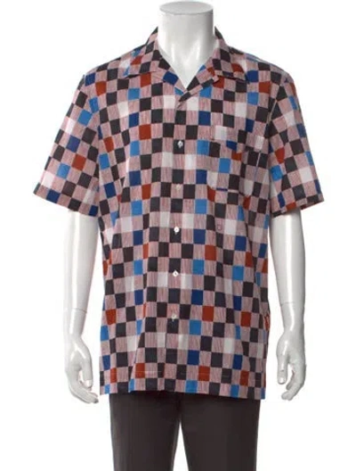 Pre-owned Massimo Alba Plaid Print Short Sleeve Shirt W/ Tags In Multicolor