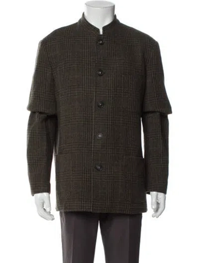 Pre-owned Massimo Alba Plaid Print Utility Jacket In Green