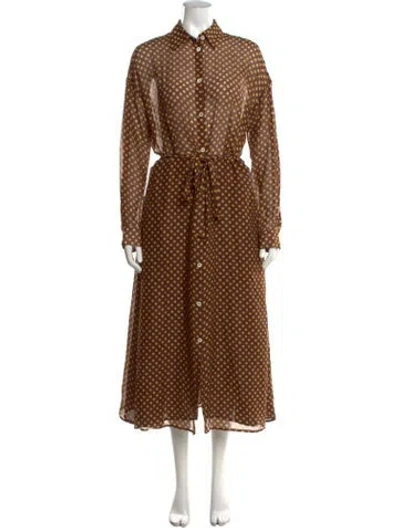 Pre-owned Massimo Alba Polka Dot Print Long Dress In Brown