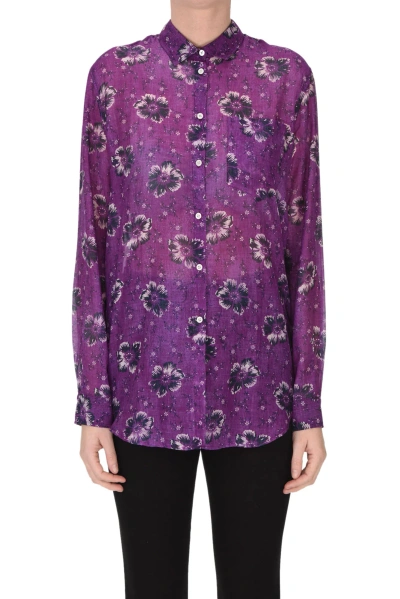 Massimo Alba Printed Cotton And Silk Shirt In Purple