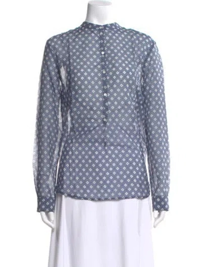 Pre-owned Massimo Alba Printed Long Sleeve Blouse W/ Tags In Blue