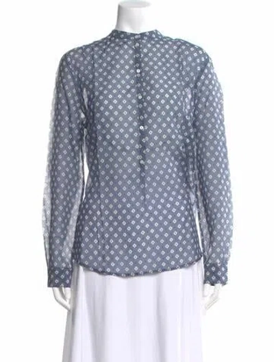 Pre-owned Massimo Alba Printed Long Sleeve Blouse W/ Tags In Blue