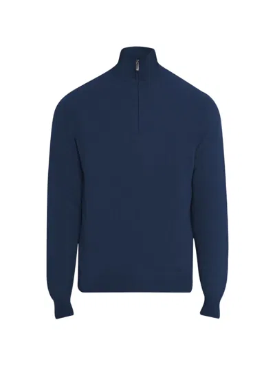 Massimo Alba Quarter-zip Knitted Sweater In Blue