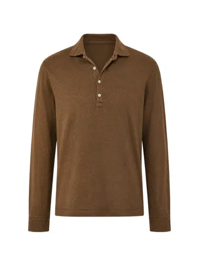 Massimo Alba Raya Long-sleeve Polo Shirt In Brown