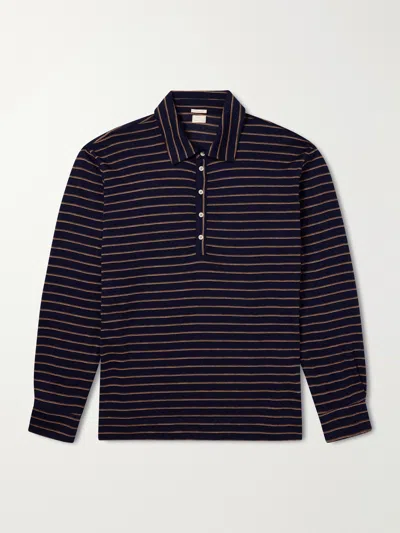 Massimo Alba Raya Striped Cotton-jersey Polo Shirt In Blue