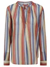 Massimo Alba Relaxed Fit Lightweight Cotton Shirt With Tie Detail In Multi