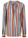 Massimo Alba Relaxed Fit Lightweight Cotton Shirt With Tie Detail In Multi