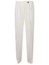 Massimo Alba Relaxed Fit Linen Trousers With Subtle Pinstripe In White