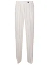Massimo Alba Relaxed Fit Linen Trousers With Subtle Pinstripe In White