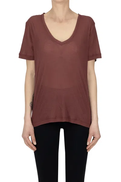 Massimo Alba Ribbed T-shirt In Brown