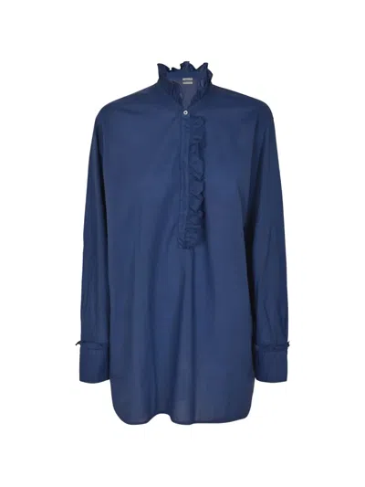 Massimo Alba Ruffled Blouse In Blue