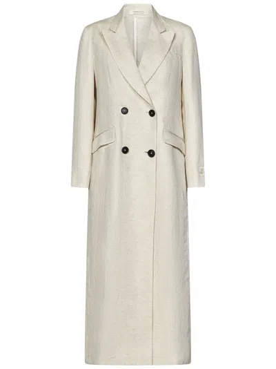 Massimo Alba Sand Linen Long Double-breasted Coat