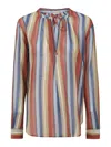 Massimo Alba Relaxed Fit Lightweight Cotton Shirt With Tie Detail In Multi