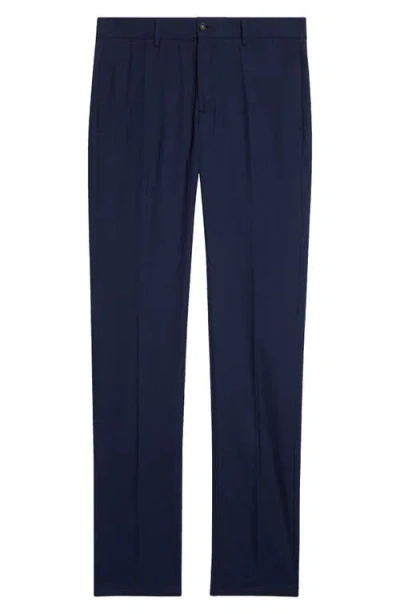 Massimo Alba Slim Fit Flat Front Trousers In Dark Blue
