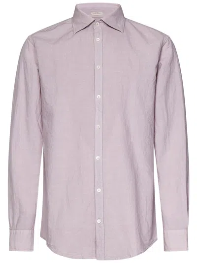Massimo Alba Soft Pink Striped Cotton Linen Long-sleeved Shirt