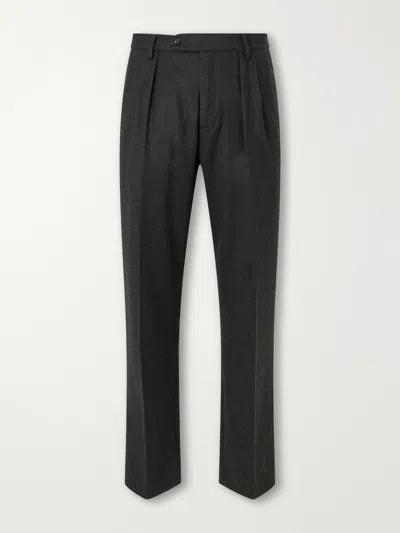 Massimo Alba Stan Straight-leg Pleated Virgin Wool Suit Trousers In Gray