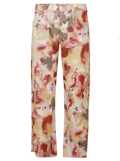 MASSIMO ALBA STRAIGHT-LEG COTTON PANTS WITH ABSTRACT PATTERN