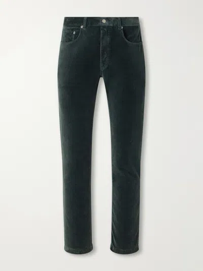 Massimo Alba Straight-leg Cotton-velvet Trousers In Green