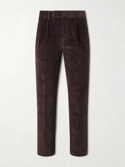 Massimo Alba Strallo02 Straight-leg Cotton-blend Corduroy Trousers In Brown