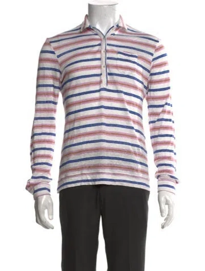 Pre-owned Massimo Alba Striped Collar Polo Shirt In Multicolor