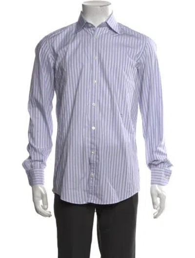 Pre-owned Massimo Alba Striped Long Sleeve Dress Shirt In Blue