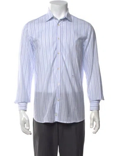 Pre-owned Massimo Alba Striped Long Sleeve Dress Shirt In Blue
