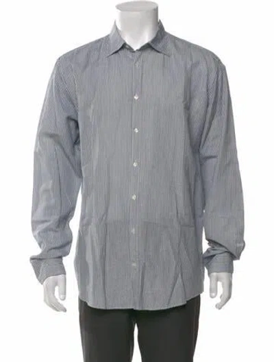 Pre-owned Massimo Alba Striped Long Sleeve Dress Shirt In Gray