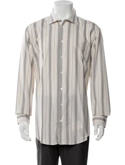 Pre-owned Massimo Alba Striped Long Sleeve Dress Shirt In Neutrals