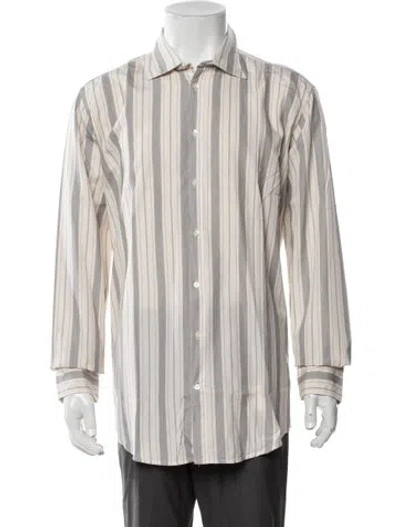 Pre-owned Massimo Alba Striped Long Sleeve Dress Shirt In Neutrals