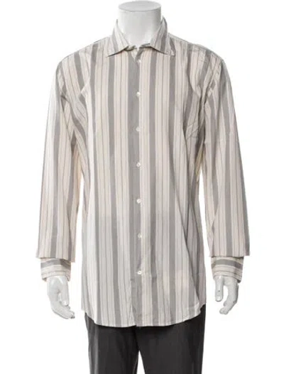 Pre-owned Massimo Alba Striped Long Sleeve Dress Shirt In Neutrals