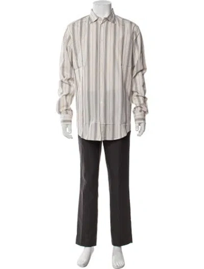 Pre-owned Massimo Alba Striped Long Sleeve Dress Shirt W/ Tags In Neutrals