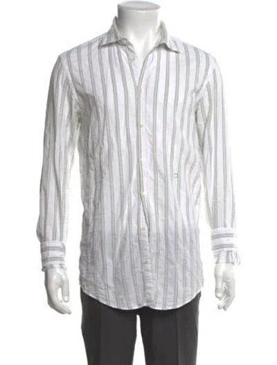Pre-owned Massimo Alba Striped Long Sleeve Shirt In White