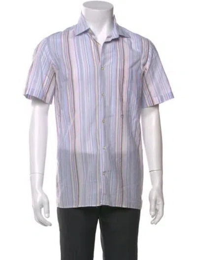 Pre-owned Massimo Alba Striped Short Sleeve Shirt In White