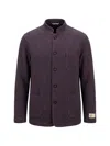 Massimo Alba Stripe-pattern Mandarin-collar Jacket In Burgundy