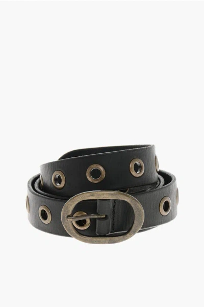 Massimo Alba Studded Leather Michael3 Belt 30mm In Black