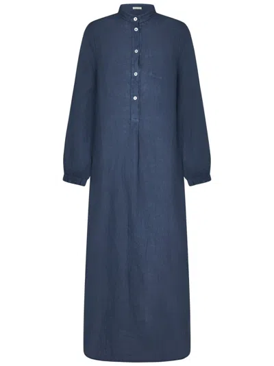 Massimo Alba Ultramarine Blue Linen Kaftan With Buttoned Front