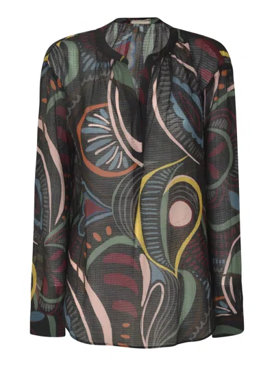 Massimo Alba V-neck Paisley Print Long-sleeved Top In Carbone