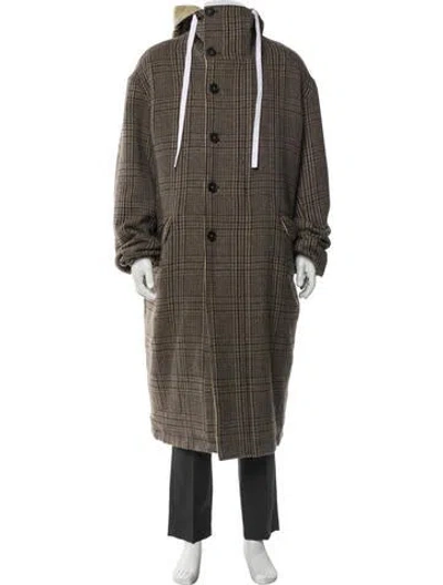 Pre-owned Massimo Alba Virgin Wool Houndstooth Print Trench Coat In Multi