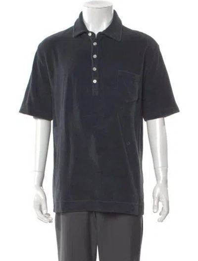 Pre-owned Massimo Alba V-neck Short Sleeve Polo Shirt W/ Tags In Black