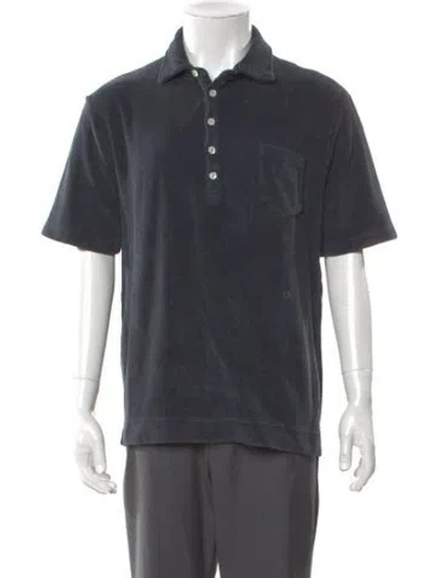 Pre-owned Massimo Alba V-neck Short Sleeve Polo Shirt W/ Tags In Black