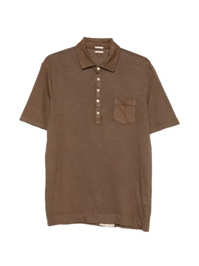 Massimo Alba Wembley Chest-pocket Button-up Polo Shirt In Brown