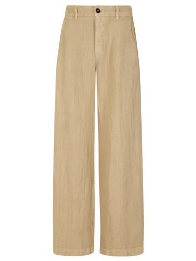 Massimo Alba Wide-leg Trousers With High Waist And Button Closure In Brown