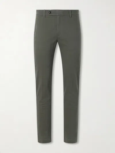 Massimo Alba Winch Straight-leg Cotton-blend Twill Trousers In Green