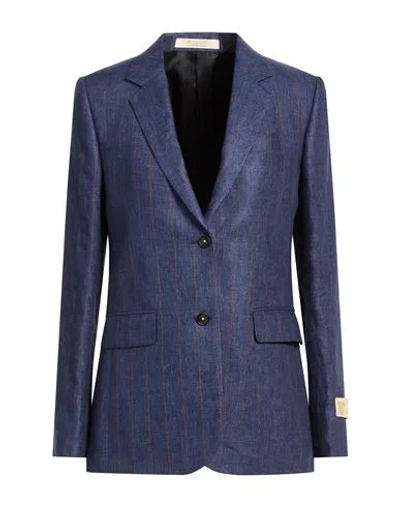 Massimo Alba Woman Blazer Blue Size S Linen, Cotton